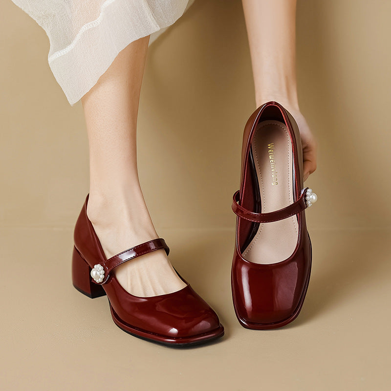 Damen Elegante Ballerinas mit modischem Riemen und funkelnder Schnallenverzierung
