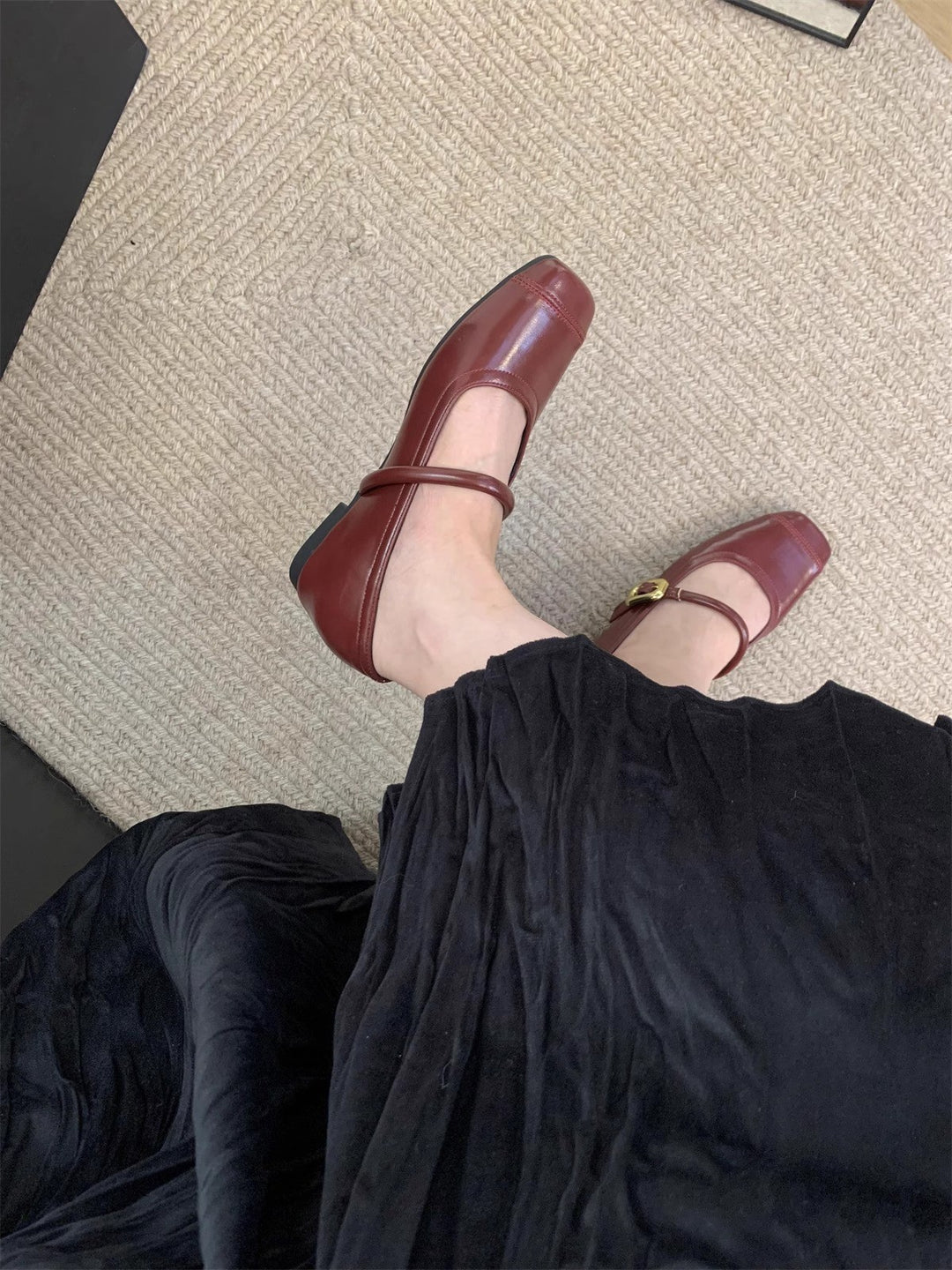 Damen Ballerinas mit eleganter Schnalle und metallischer Oberfläche R&B