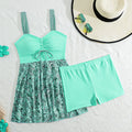 Damen Tankini mit floralem Rock und gepolstertem Oberteil