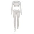 Damen Crop-Top und Hoch geschnittene Leggings mit Schnürdetails R&B