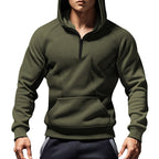 Herren Kapuzensweater mit kurzem Reißverschluss und praktischer Kängurutasche R&B