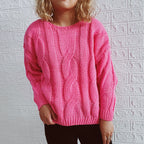 Damen Grobstrickpullover mit auffälligem Zopfmuster und weitem Schnitt R&B