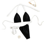 Damen Triangel-Bikini mit verstellbaren Trägern und femininem Bindedetail R&B