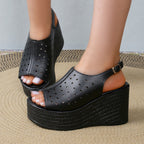 Damen Plateausandalen mit perforiertem Obermaterial und komfortablem Fußbett R&B