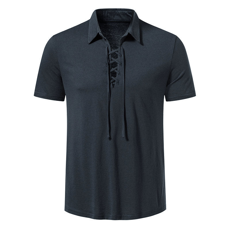 Herren Poloshirt mit modernem Schnürdesign und hochwertiger Baumwollqualität R&B