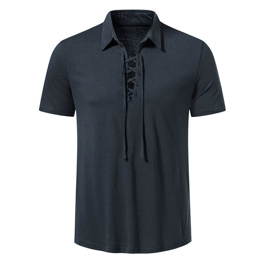 Herren Poloshirt mit modernem Schnürdesign und hochwertiger Baumwollqualität R&B
