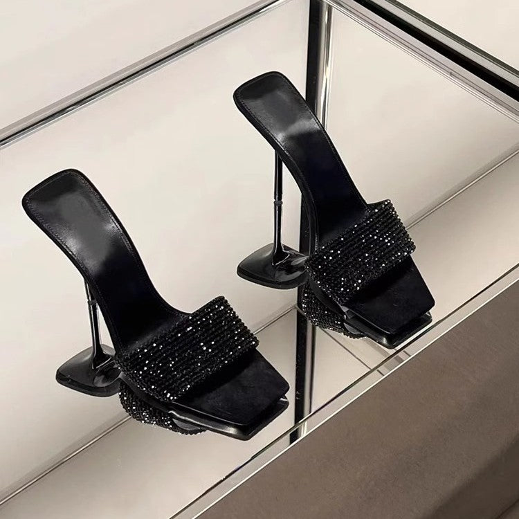 Damen glamouröse High Heel Mules mit funkelnden Strassdetails R&B