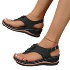 Damen modische Zehentrenner-Sandalen mit floralem Design und rutschfester Sohle R&B