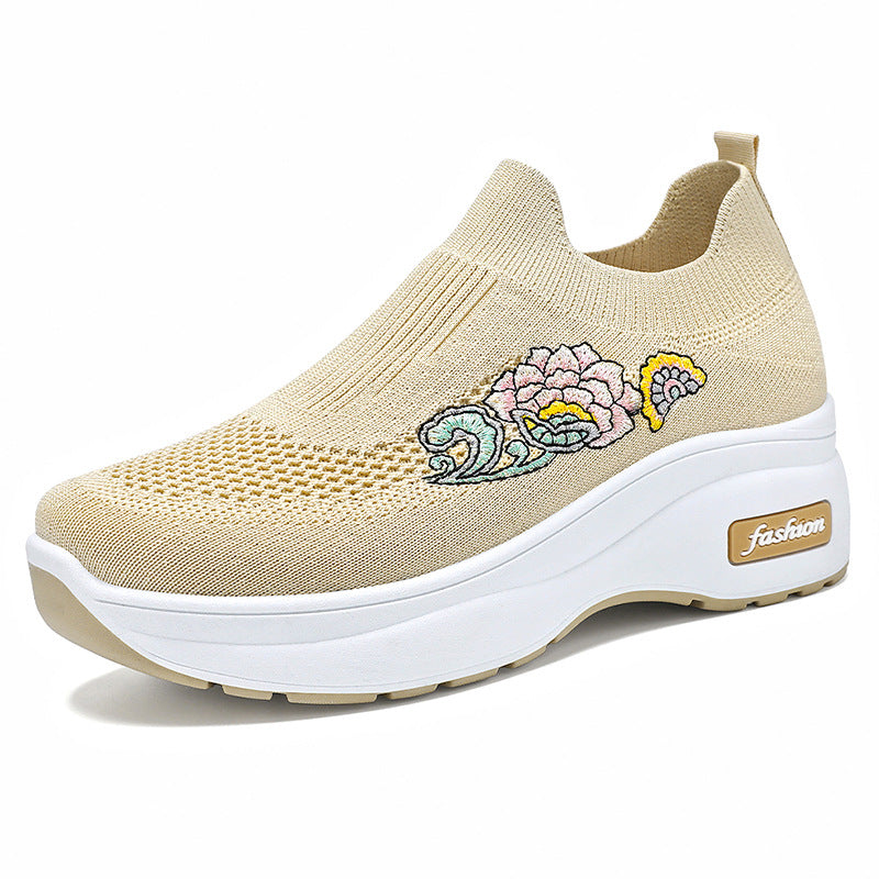 Damen Modische Slip-On Sneakers mit floralem Stickdesign R&B