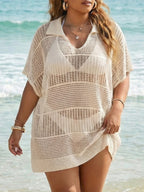 Damen transparentes Häkel-Strandkleid R&B