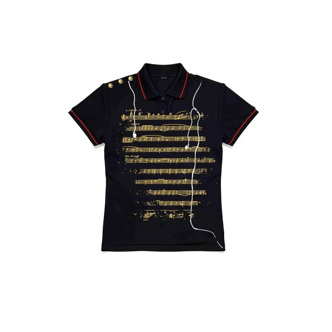 Damen Polo-Shirt mit musikalischem Motiv R&B
