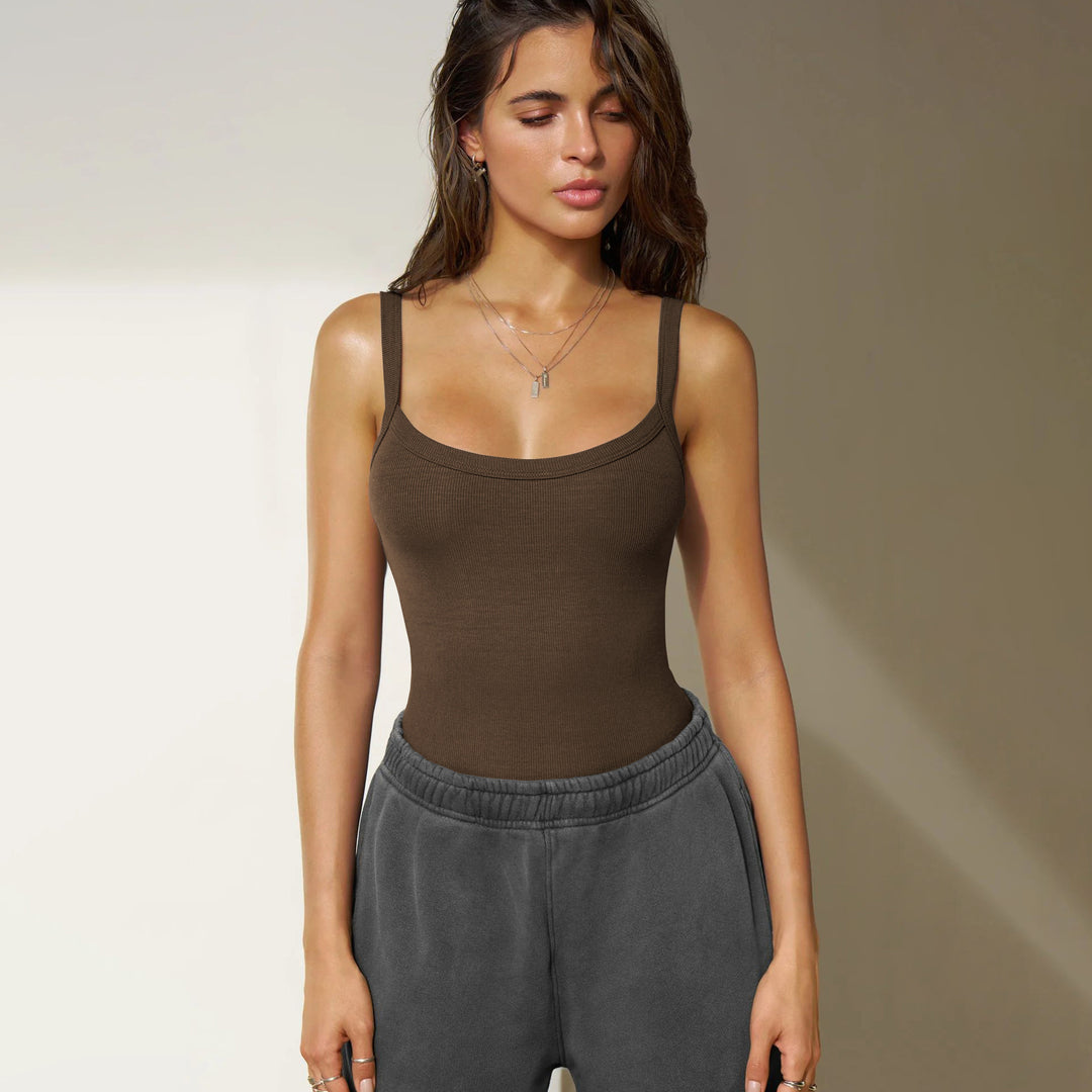 Damen Figurbetonter Body mit verstellbaren Spaghettiträgern R&B
