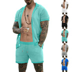 Herren atmungsaktives Künstler-Shorts-Set mit strukturiertem Design R&B