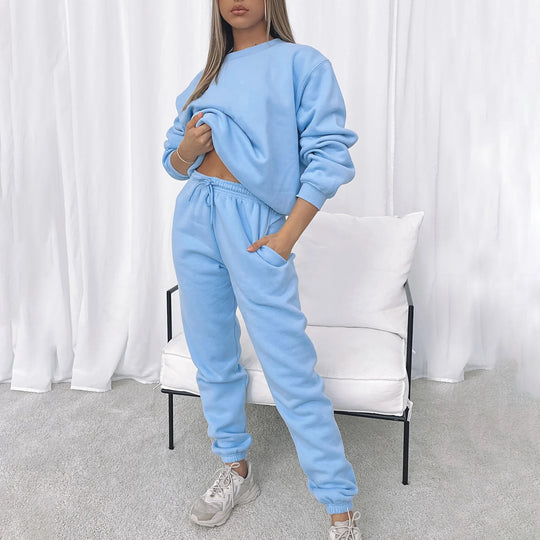 Damen lässiges Fleece-Loungewear-Set R&B