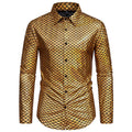 Herren schimmerndes Langarmhemd mit Fischschuppen-Design R&B