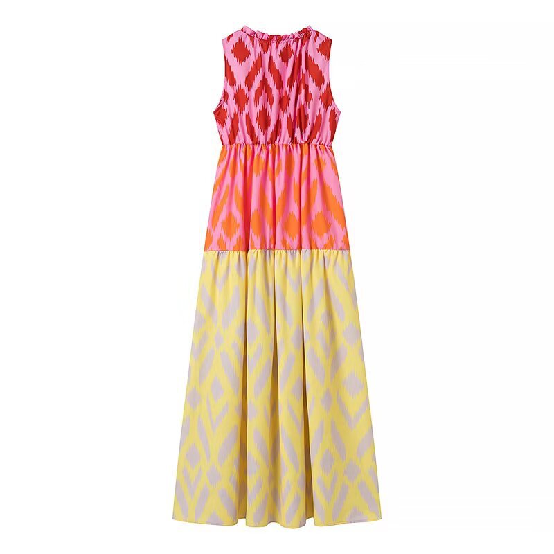 Damen Maxikleid mit buntem Muster und lässigem Schnitt R&B
