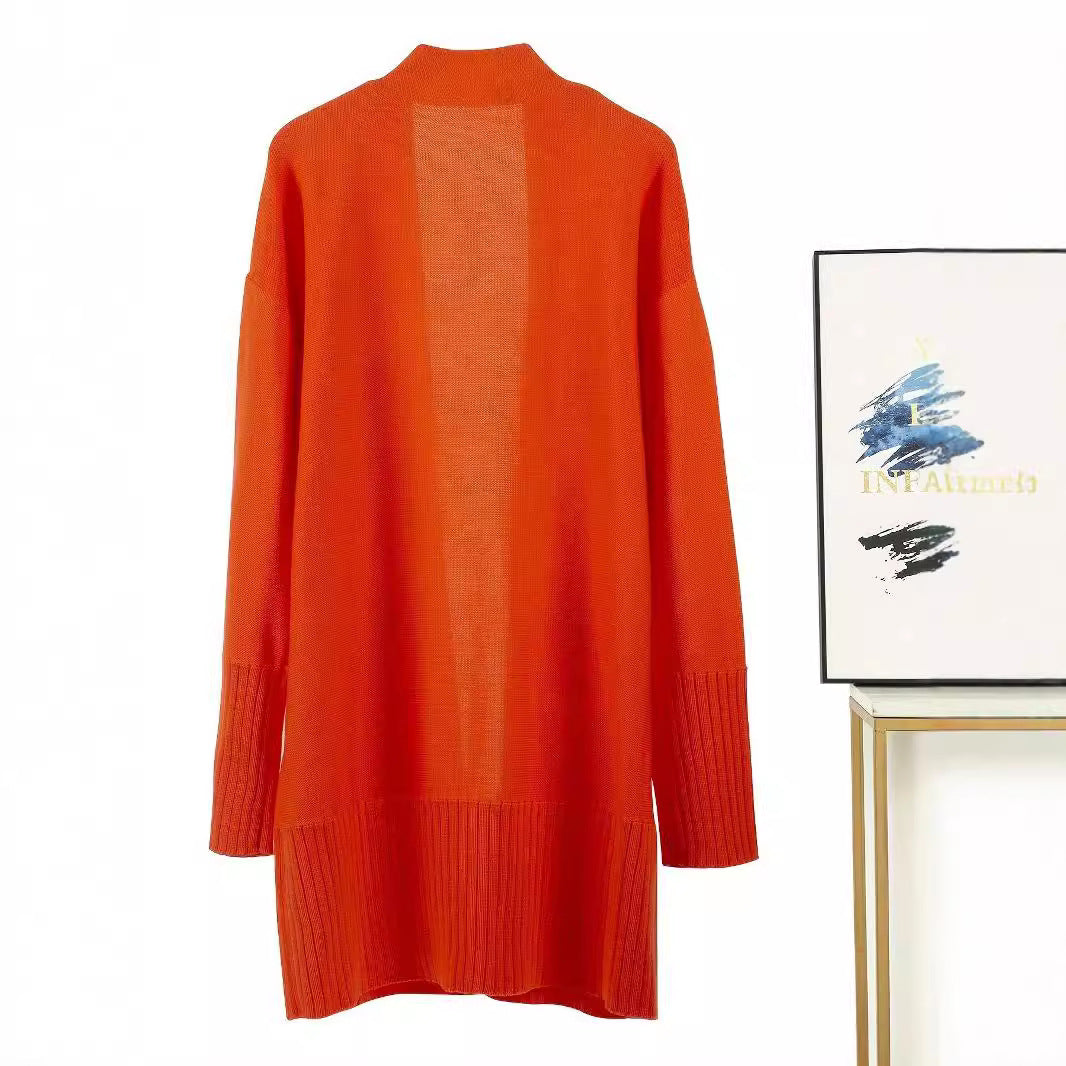 Damen lässiger Strickcardigan mit offenen Vorderteilen und praktischen Taschen