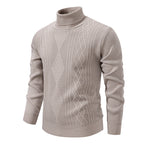 Herren nan Feinstrick-Rollkragenpullover mit strukturierter Zopfmuster-Struktur und körpernahem Schnitt R&B