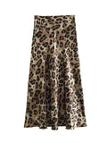 Damen eleganter Maxirock im stilvollen Leoprint