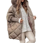 Damen Oversized Steppjacke mit Kunstpelzkragen R&B