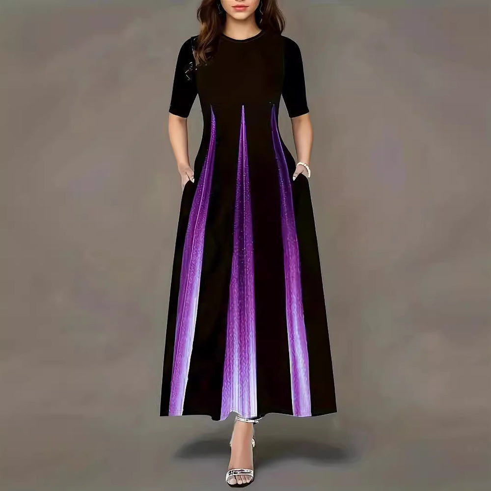 Damen Maxikleid mit elegantem Liniendesign und praktischen Seitentaschen R&B