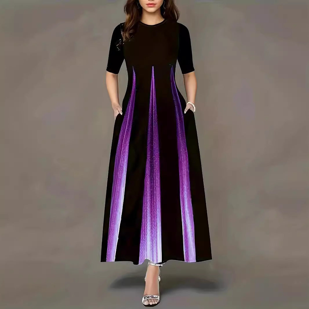 Damen Maxikleid mit elegantem Liniendesign und praktischen Seitentaschen
