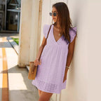 Damen Sommerkleid mit Augenmuster und voluminösen Ärmeln R&B