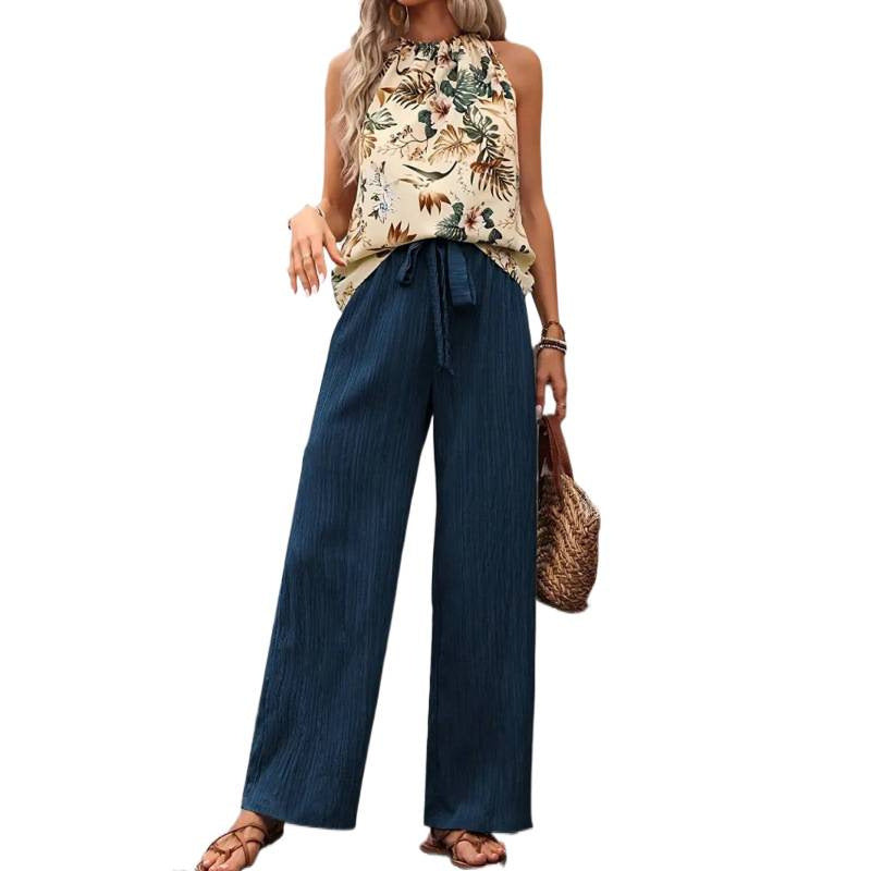Damen Freizeithose mit gestreiftem Design und hochwertigem Taillengürtel R&B