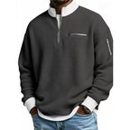 Herren Sweatshirt mit hohem Kragen und praktischem Reißverschluss