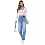 Damen Hoch taillierte Jeans mit schmalem Schnitt R&B
