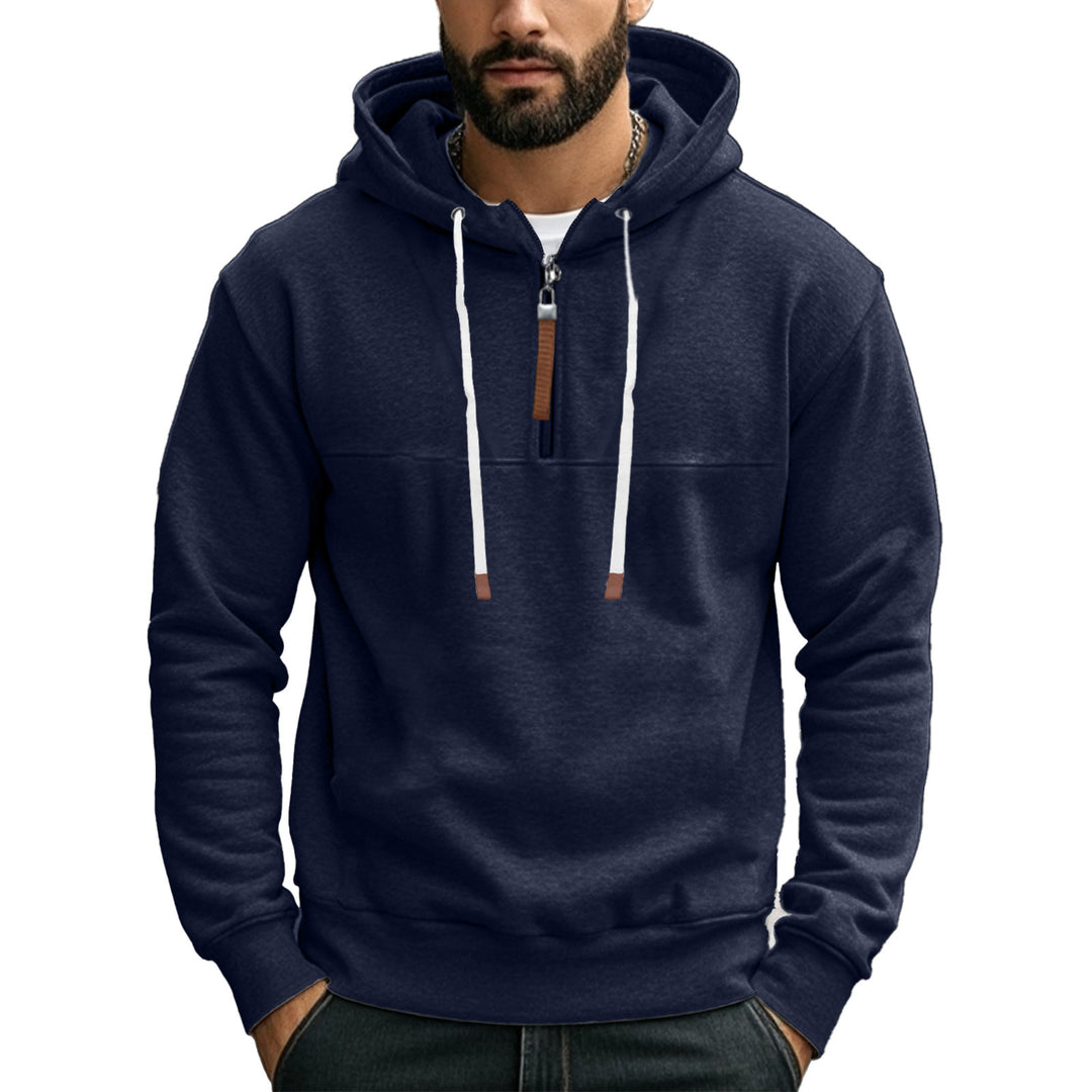 Herren Sportlicher Kapuzenpullover mit halbem Reißverschluss und Kordelzug R&B