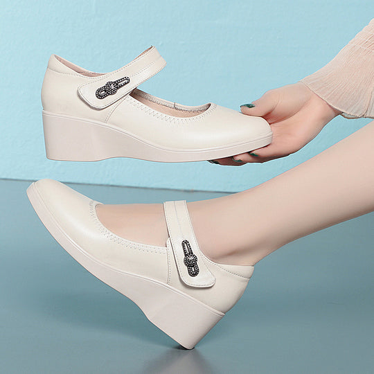 Damen klassischer Mary Jane Pumps mit modischem Riemen und bequemem Blockabsatz R&B