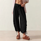 Damen luftige Chino-Hose mit verstellbarem Bund und Kordelzug R&B