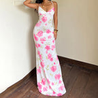 Damen Elegantes Maxikleid mit floralem Design und Spaghetti-Trägern R&B