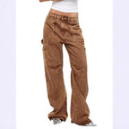 Damen lässige Cargo-Jeans mit verstellbarem Bund