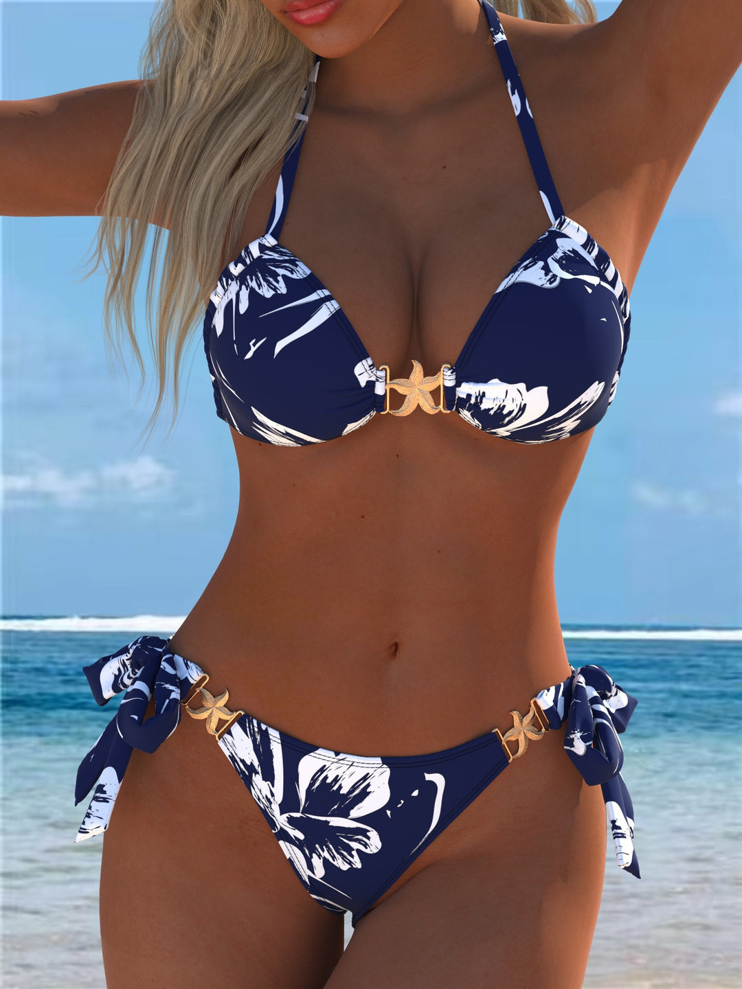 Damen Bikini mit dekorativen Schleifendetails R&B