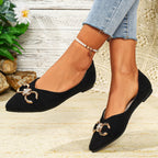Damen Elegante Ballerinas mit dekorativem Metallring R&B