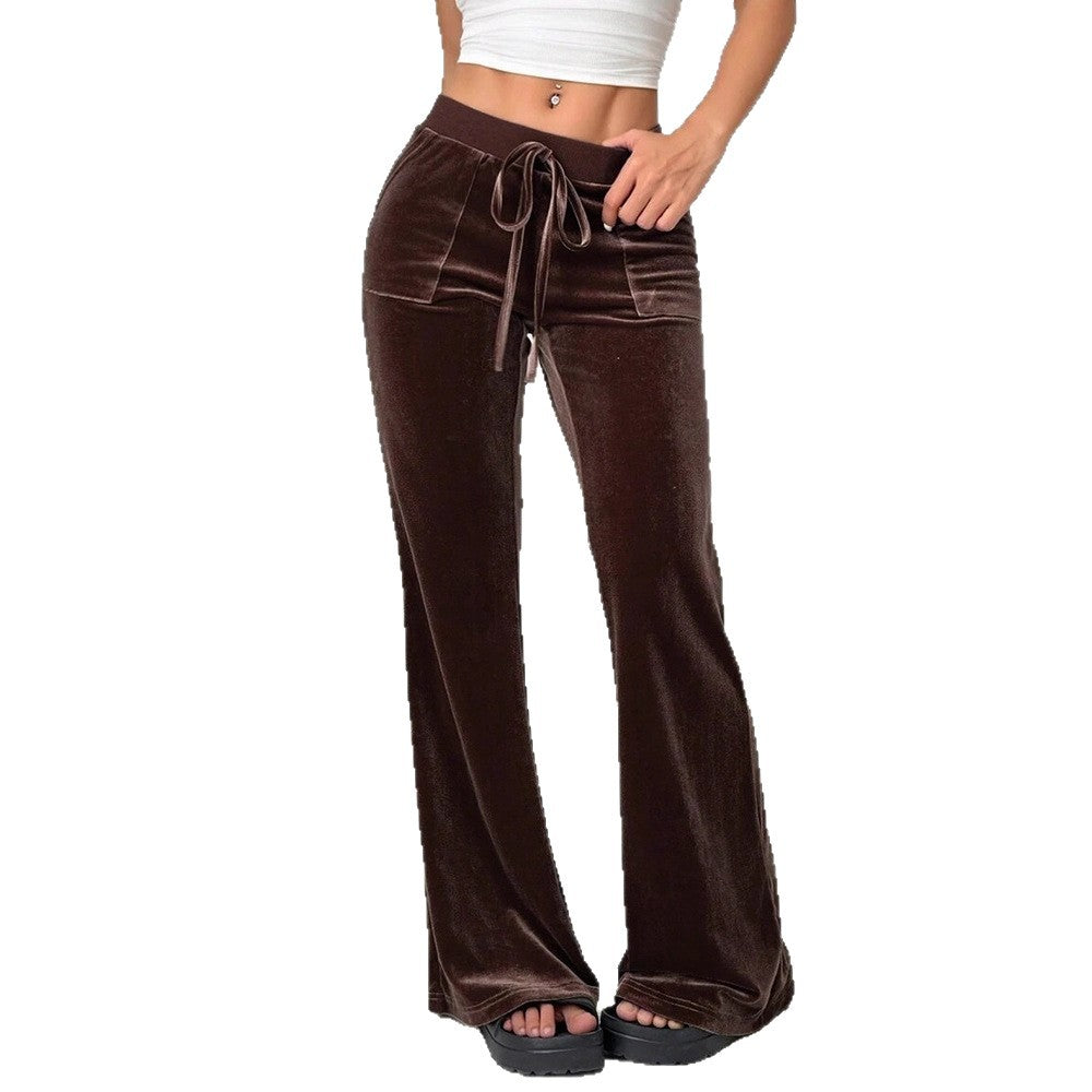 Damen Velours Freizeithose mit elastischem Bund und Taschen R&B