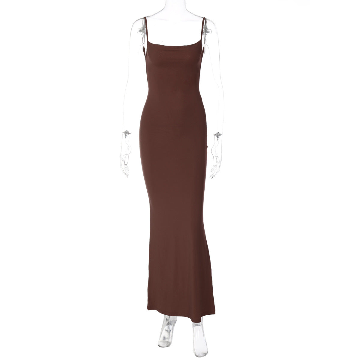 Damen Figurbetontes Langkleid mit schmalen Spaghetti-Trägern R&B