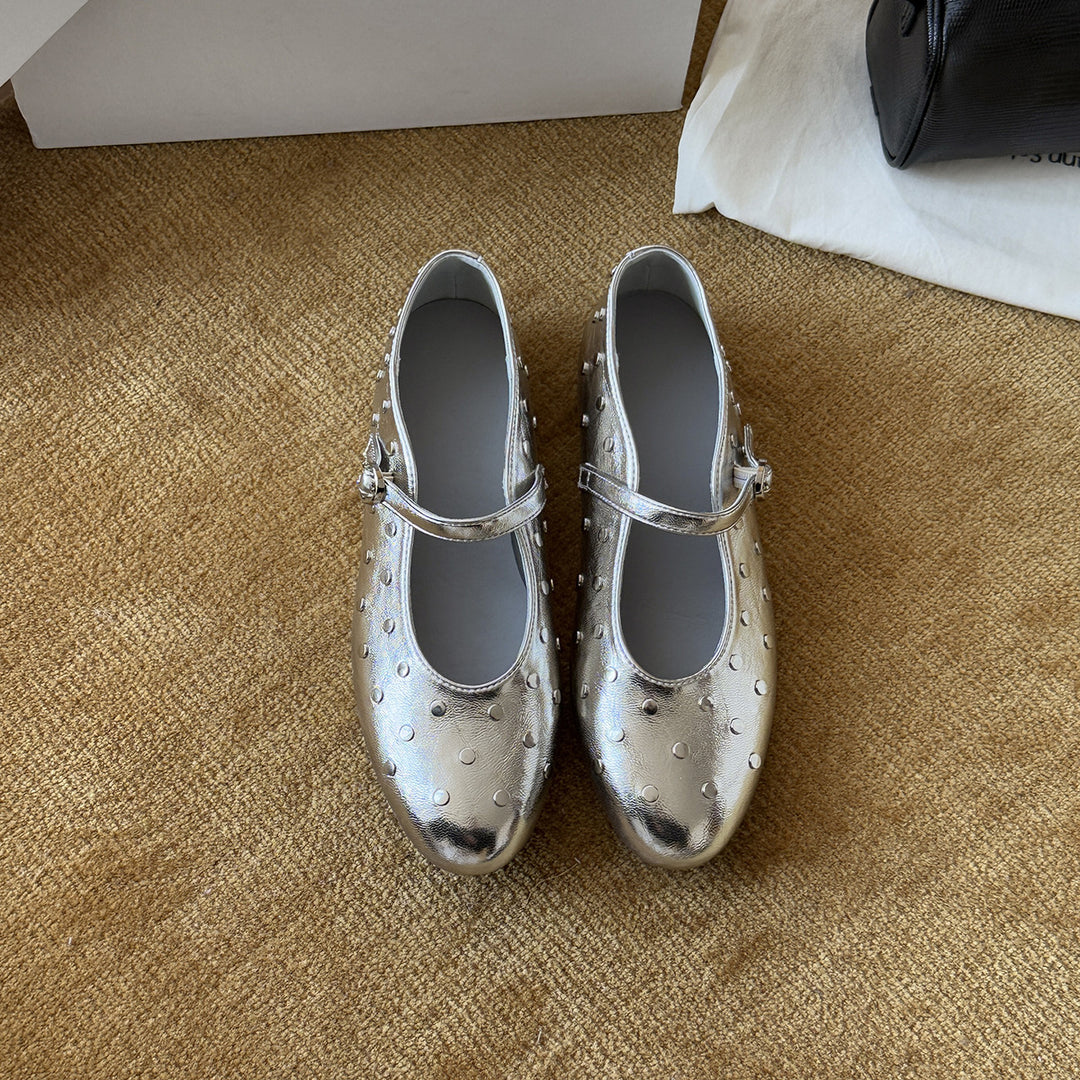 Damen Ballerinas mit modischem Riemchen und schimmernden Details R&B