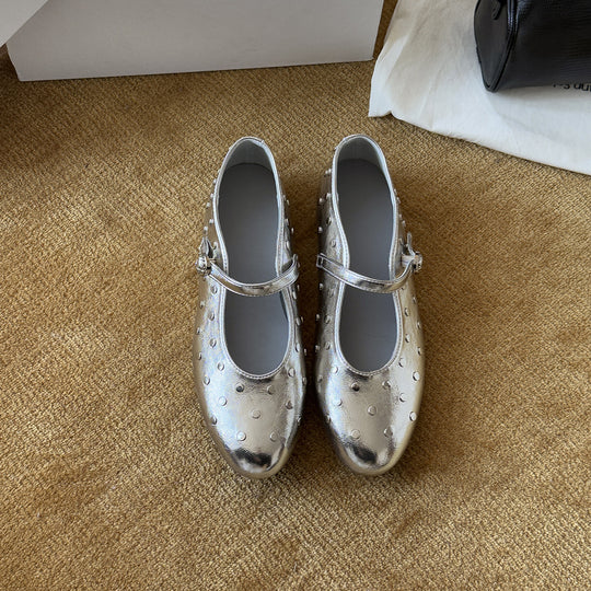Damen Ballerinas mit modischem Riemchen und schimmernden Details R&B