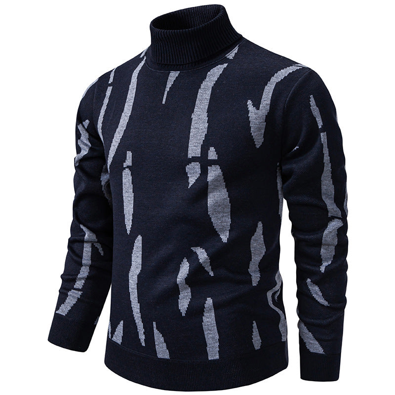 Herren modischer Pullover mit Stehkragen und einzigartigem Muster R&B