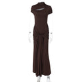 Damen Elegantes Langarm-Maxikleid mit raffiniertem Knotendesign R&B