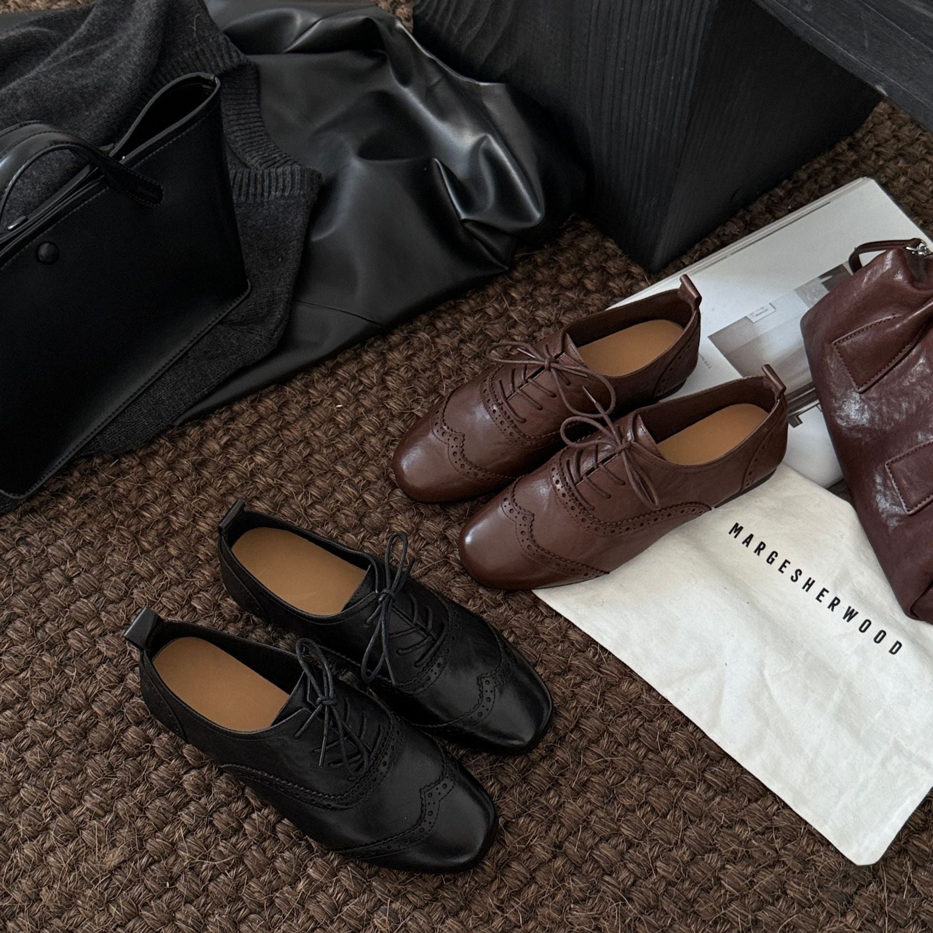 Damen Elegante Schnürschuhe mit modischem Lochmuster und hochwertigem Leder R&B