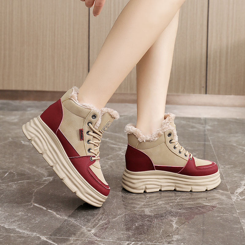 Damen Winter Sneaker mit flauschigem Innenfutter und modischer Plateau-Sohle R&B