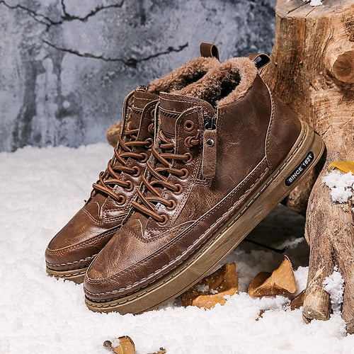 Damen Gefütterte Winterboots mit wasserdichter Lederoberfläche und robuster Sohle R&B
