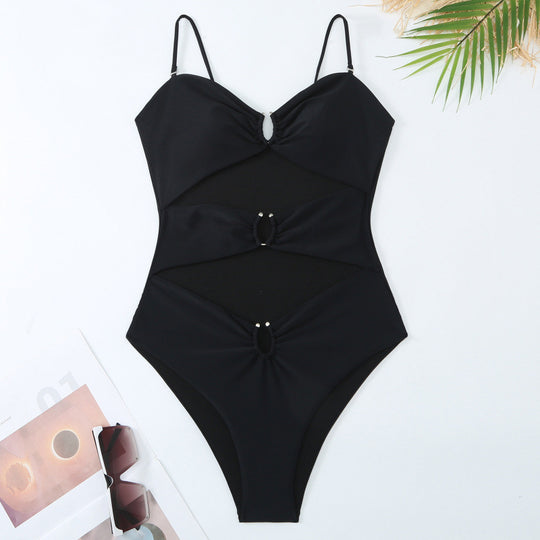 Damen Einteiler Badeanzug mit raffinierten Cut-Outs und stilvollem Wickeldetail R&B