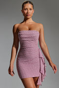 Damen Mini-Kleid mit raffinierten Rüschendetails und elastischer Struktur
