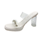 Damen transparente Mules mit funkelndem Strass-Riemchen R&B