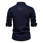Herren nan Workshirt aus Denimoptik mit doppelten Brusttaschen und Kontrastnähten R&B